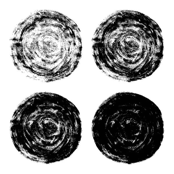 Mancha Redonda Acuarela Con Textura Grunge Forma Circular Abstracta Negra — Vector de stock