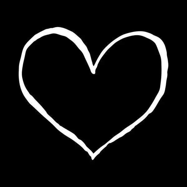 Ескіз Серця Ізольовано Чорному Тлі Малюнок Був Намальований Пензлем Чорнилом — стоковий вектор