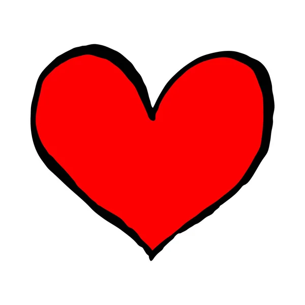 Красная Форма Сердца Изолирована Белом Фоне Рисунок Нарисован Кистью Чернилами — стоковый вектор