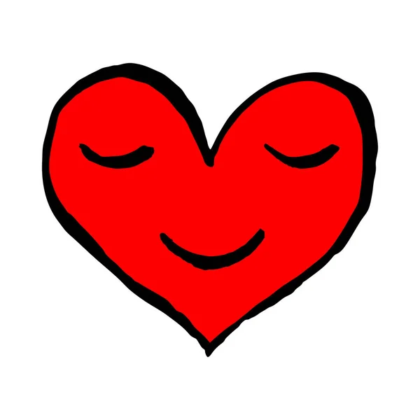 Червоне Серце Посміхається Обличчя Піктограмою Емодзі Посмішки Малюнок Був Намальований — стоковий вектор
