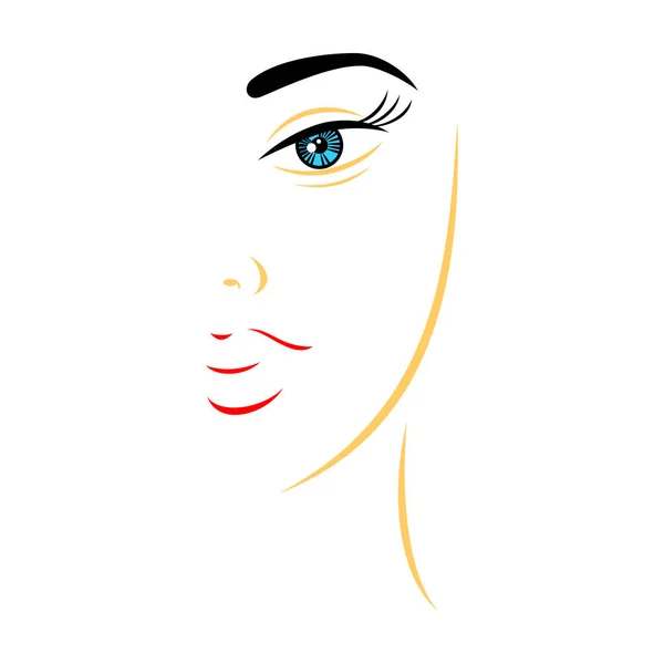 Half Woman Face Recolorable Shape Isolated Background Vector Illustration Graphic — Stock Vector