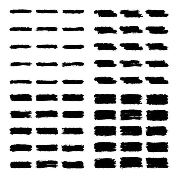 黑色笔刷笔划收集 一套粗俗风格的肮脏质感 在白色背景上孤立的油漆笔划 设计图形元素被保存为Eps文件格式中的向量说明 — 图库矢量图片