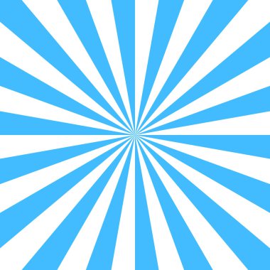 Soyut güneş patlaması ya da güneş ışınları mavi ve beyaz renklerde boş arkaplan. Boş retro vintage arkaplan kare boyutunda tasarlandı. Tasarım grafik ögesi vektör illüstrasyonu olarak kaydedilir.