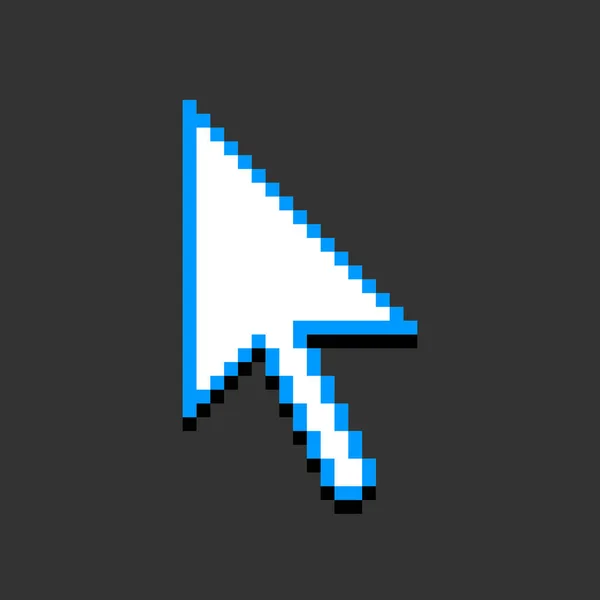 Icono Cursor Flecha Píxel Creado Estilo Plano Forma Pixelada Aislada — Vector de stock