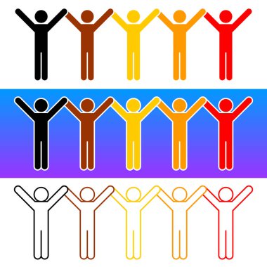 BiPOC 'ta. Siyah, yerli, ve renkli insanlar. Kadın işareti. Erkek ikonu. Irkçılığa karşı bir protesto sembolü. Birlik için yaratılmış bir işaret. Tasarım grafik ögesi EPS dosya biçimindeki vektör illüstrasyonudur