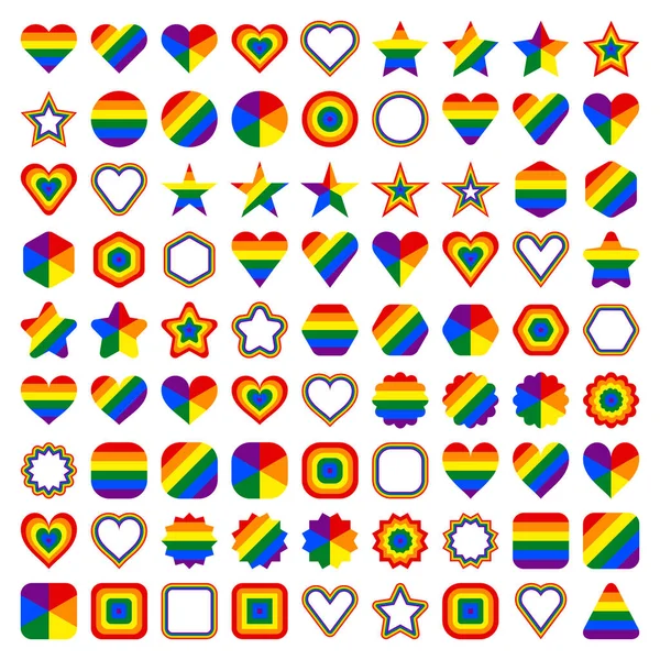 Lgbt Flag Shapes Forms Circle Star Hexagon Heart Square Triangle — Stock Vector