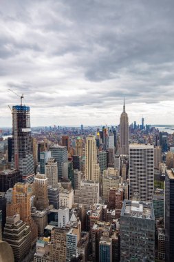 Usa. - New York. Mayıs 2019: ABD ile birlikte Amerika 'nın havadan manzarası. Manhattan - New York City Havacılık. Manhattan şehir merkezi. Panoramik manzara. Şehir finans bölgesi. New York silueti - Usa