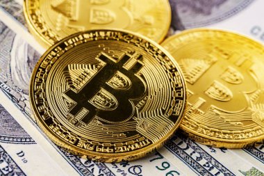 Altın bitcoin cryptocurrency bize para üstüne yakın çekim çekim