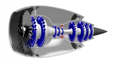 3D uçak / jet motoru - beyaz arka plan üzerinde. Mühendislik gibi konular için büyük uçak vb seyahat.