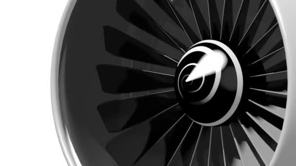 Uçak Motoru Jet Motoru Bıçaklar Beyaz Arka Plan Mühendislik Uçak — Stok video