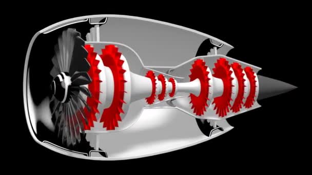 Flugzeug Strahltriebwerk Auf Schwarzem Hintergrund Ideal Für Themen Wie Technik — Stockvideo