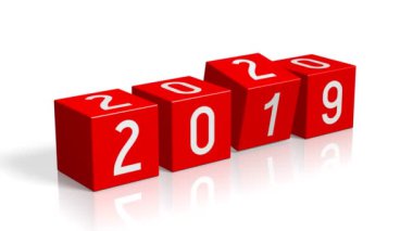 2019/2020 Yeni Yıl değişim konsepti - kırmızı küpler. 