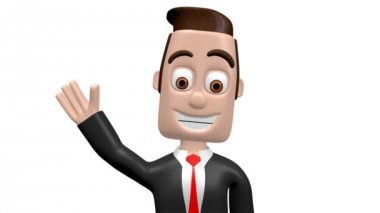 3D işadamı / el - karşılama jest dokuma ile ofis çalışanı