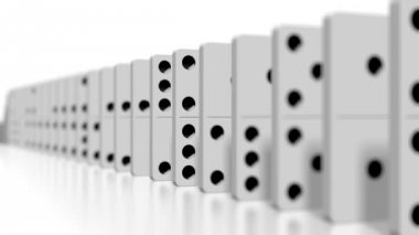 3d animasyon domino etkisi - beyaz fayans siyah noktalar ile düşüyor. 