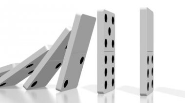 3d animasyon domino etkisi - beyaz fayans siyah noktalar ile düşüyor. 