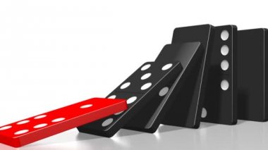3d animasyon domino etkisi - beyaz noktalar siyah taşlarla düşüyor.