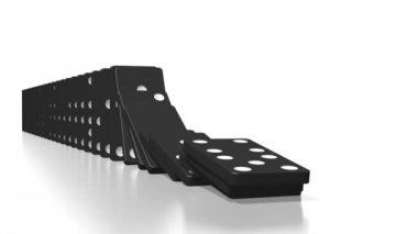 3d animasyon domino etkisi - beyaz noktalar siyah taşlarla düşüyor. 