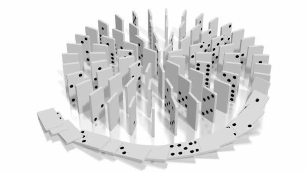 Animation Effet Domino Tuiles Blanches Tombantes Pois Noirs Forme Spirale — Video