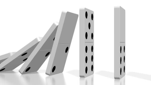 Animatie Van Het Domino Effect Vallende Witte Tegels Met Zwarte — Stockvideo