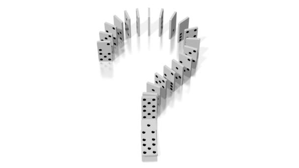 Domino Effect Animation Question Mark Concept Falling White Tiles Black — Stock Video