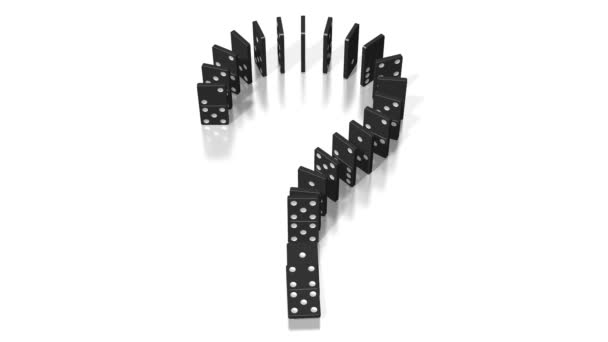 Domino Effect Animatie Vraagteken Concept Vallende Black Tegels Met Zwarte — Stockvideo