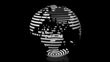 3D geometrik dünya siyah arka plan üzerinde.