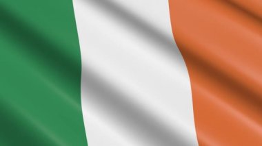İrlanda - animasyon 3D dokuma malzeme bayrağı.