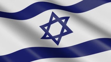 İsrail - animasyon 3D dokuma malzeme bayrağı.