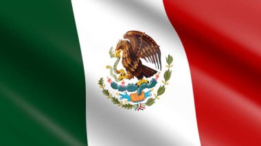 Meksika - animasyon 3D dokuma malzeme bayrağı.