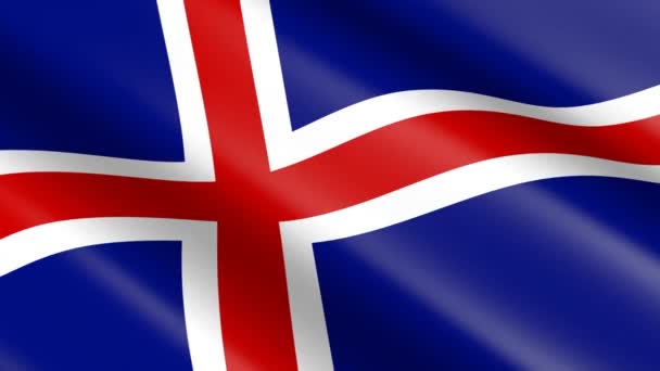 Bandera Material Tejido Islandia Animación — Vídeos de Stock