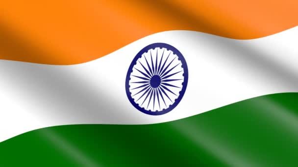 Флаг Индии Ткацкому Материалу Анимация — стоковое видео