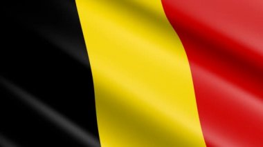 Belçika - animasyon 3D dokuma malzeme bayrağı.