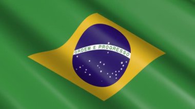 Brezilya - animasyon 3D dokuma malzeme bayrağı.