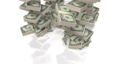 Maliye vb beyaz arka plan - büyük iş gibi konular için üzerine düşen bir dolar faturaları.