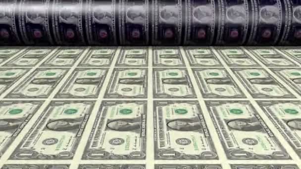 Stampa Banconote Dollaro Vista Frontale Ottimo Argomenti Come Affari Finanza — Video Stock
