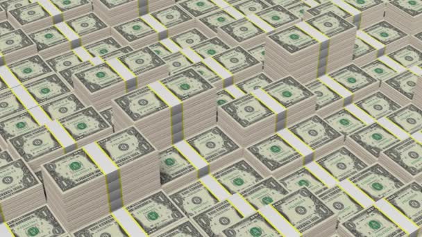 Gestapeld Één Dollarbiljetten Groot Voor Onderwerpen Zoals Zaken Financiering Enz — Stockvideo