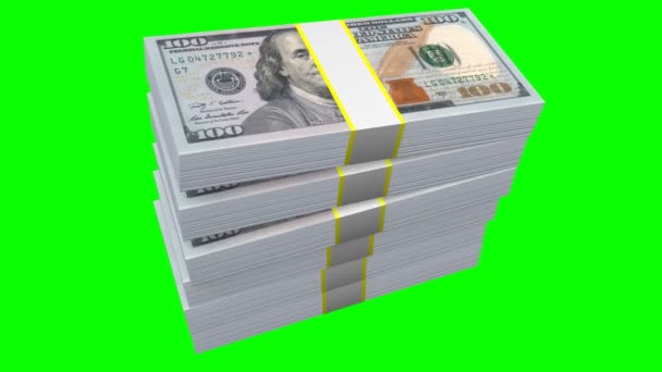 Gestapeld Honderd Dollarbiljetten Groot Voor Onderwerpen Zoals Zaken Financiering Enz — Stockvideo