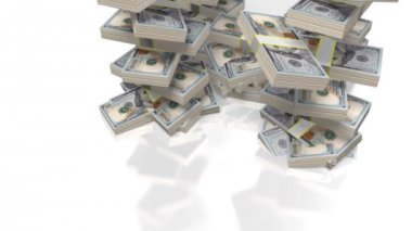Düşen yüz dolar faturaları beyaz arka planda - büyük iş gibi konular için Maliye vb.