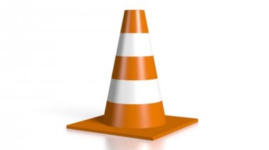 Beyaz arka plan üzerinde 3D trafik koni.