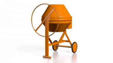 Beyaz arka planda - inşaat alanında gibi konular ev için vb bina büyük 3D Beton Mikser.