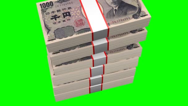 Στοιβάζονται Χιλιάδες Γιεν Χαρτονομίσματα Μεγάλη Για Θέματα Όπως Επιχείρηση Χρηματοδότηση — Αρχείο Βίντεο