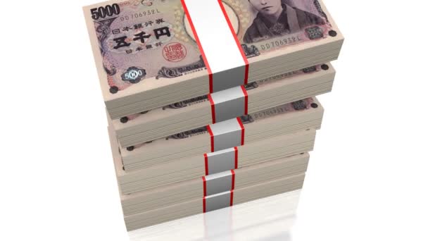 Stacked Five Thousand Yen Banknotes Great Topics Business Finance Etc — Stock Video