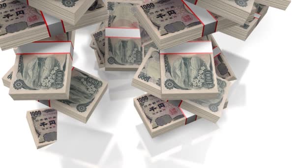 Πτώση Χιλιάδες Γιεν Χαρτονομίσματα Μεγάλη Για Θέματα Όπως Επιχείρηση Χρηματοδότηση — Αρχείο Βίντεο