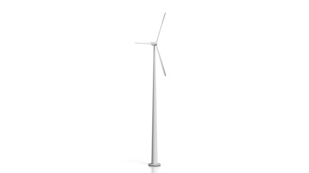 Windturbine Witte Achtergrond — Stockvideo