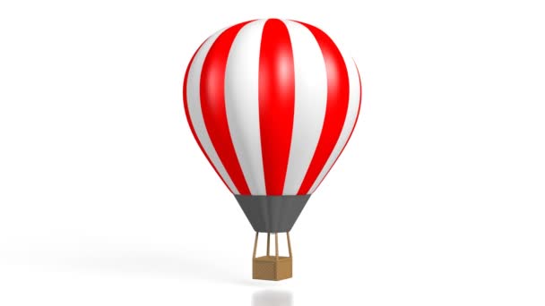 Balão Quente Vermelho Branco Fundo Branco — Vídeo de Stock