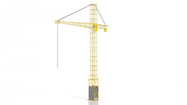 3d inşaat vinç, beyaz arka plan.