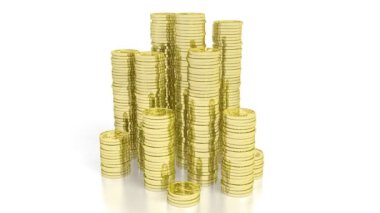 3D money/ golden coins on white background - great for topics like banking, savings, finance etc.
