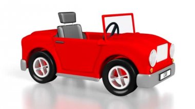 Beyaz arka planda - 3D kırmızı oyuncak araba büyük konular için sürüş ulaşım vb gibi.