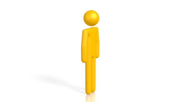 Gelbe Cartoon Figur Auf Weißem Hintergrund — Stockvideo