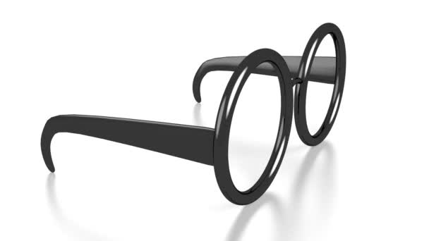 メガネに白い背景に 眼鏡のようなトピックのために大きい近視など — ストック動画